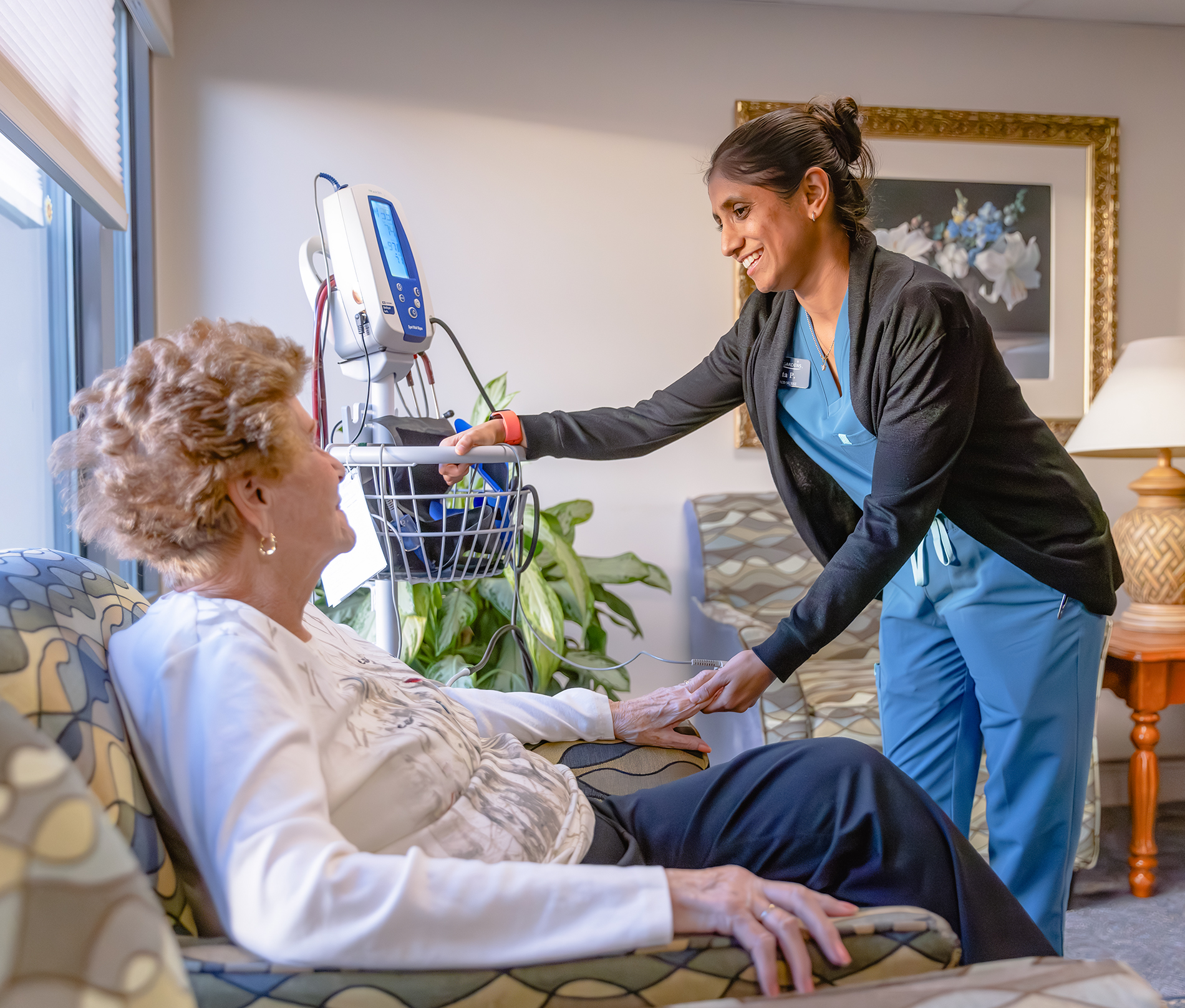 Nurse provides dedicated Senior Nursing Care to a resident.